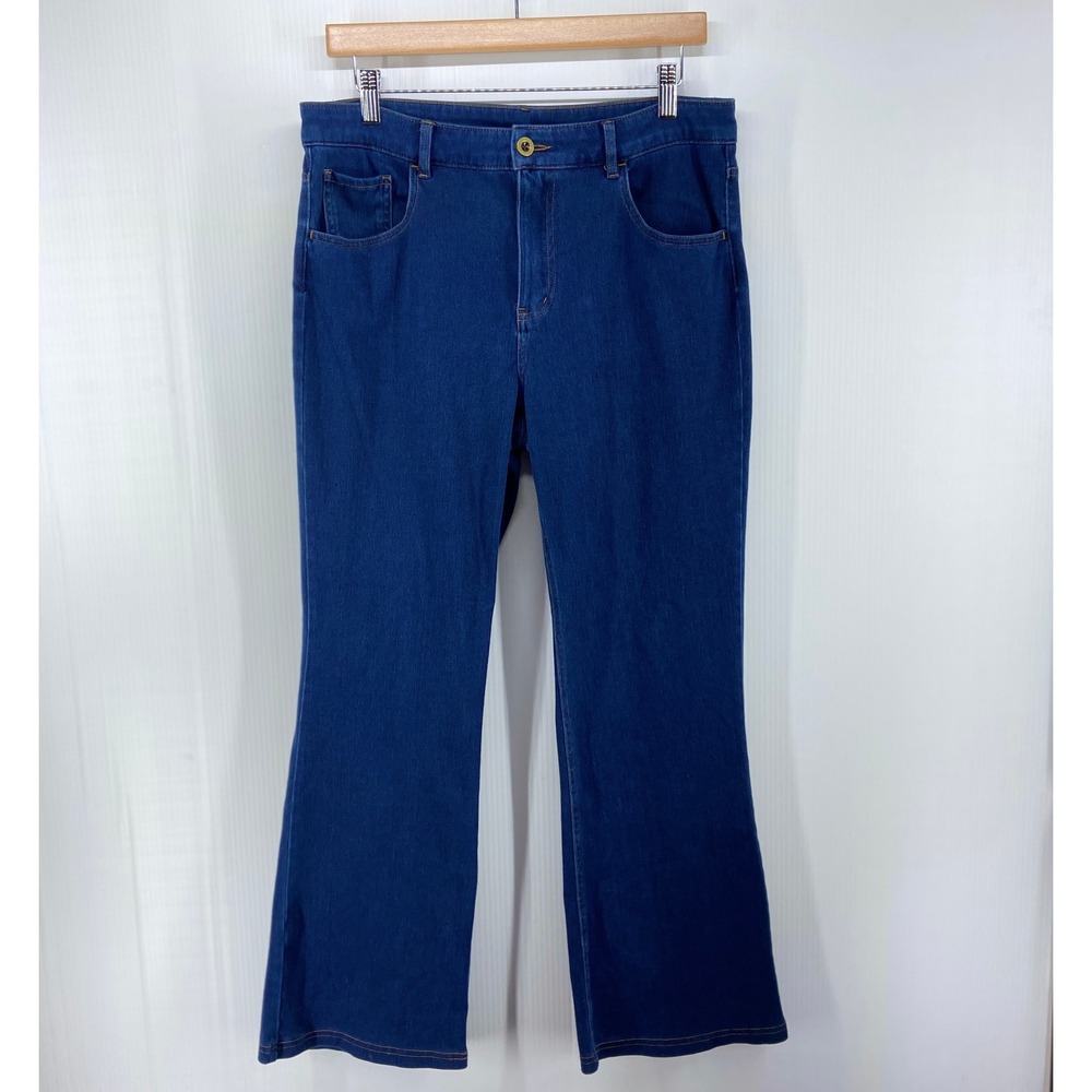 Halara High Waisted Flare Blue Stretch Denim Jeans Pants Womens Large Petite